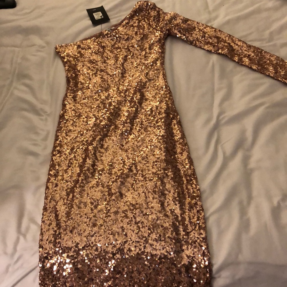 Rose gold sequin dress